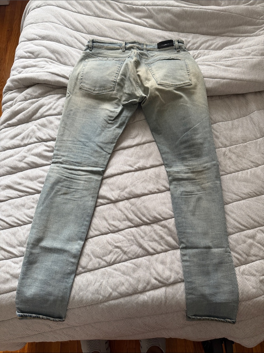 Men's Skinny Light Blue Washed Jeans - Picture 3 of 3